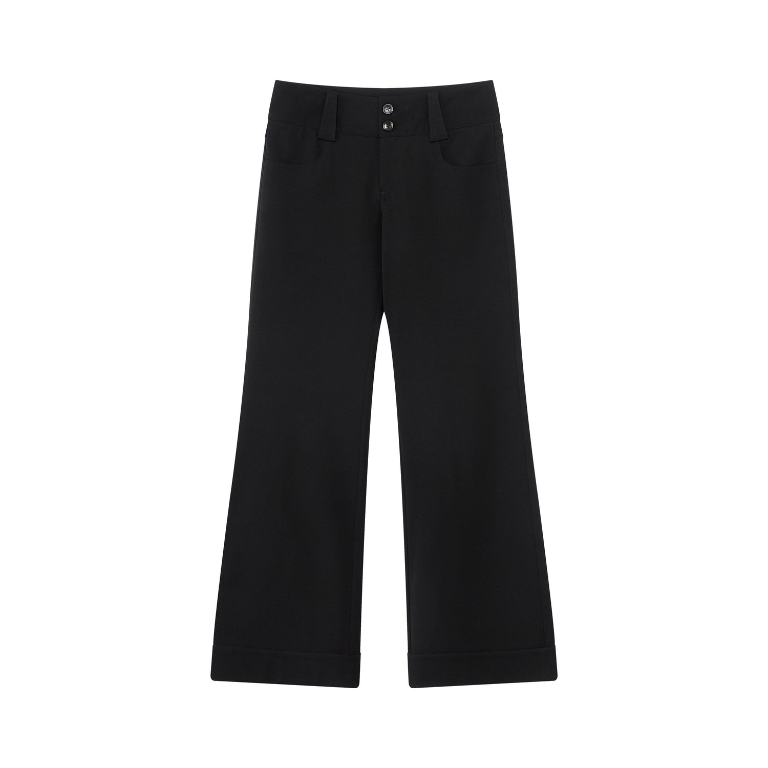 RUN TO THE FUTURE Minimalist Straight Low Waist Zipper Black White Stretch Wide-Leg Pants