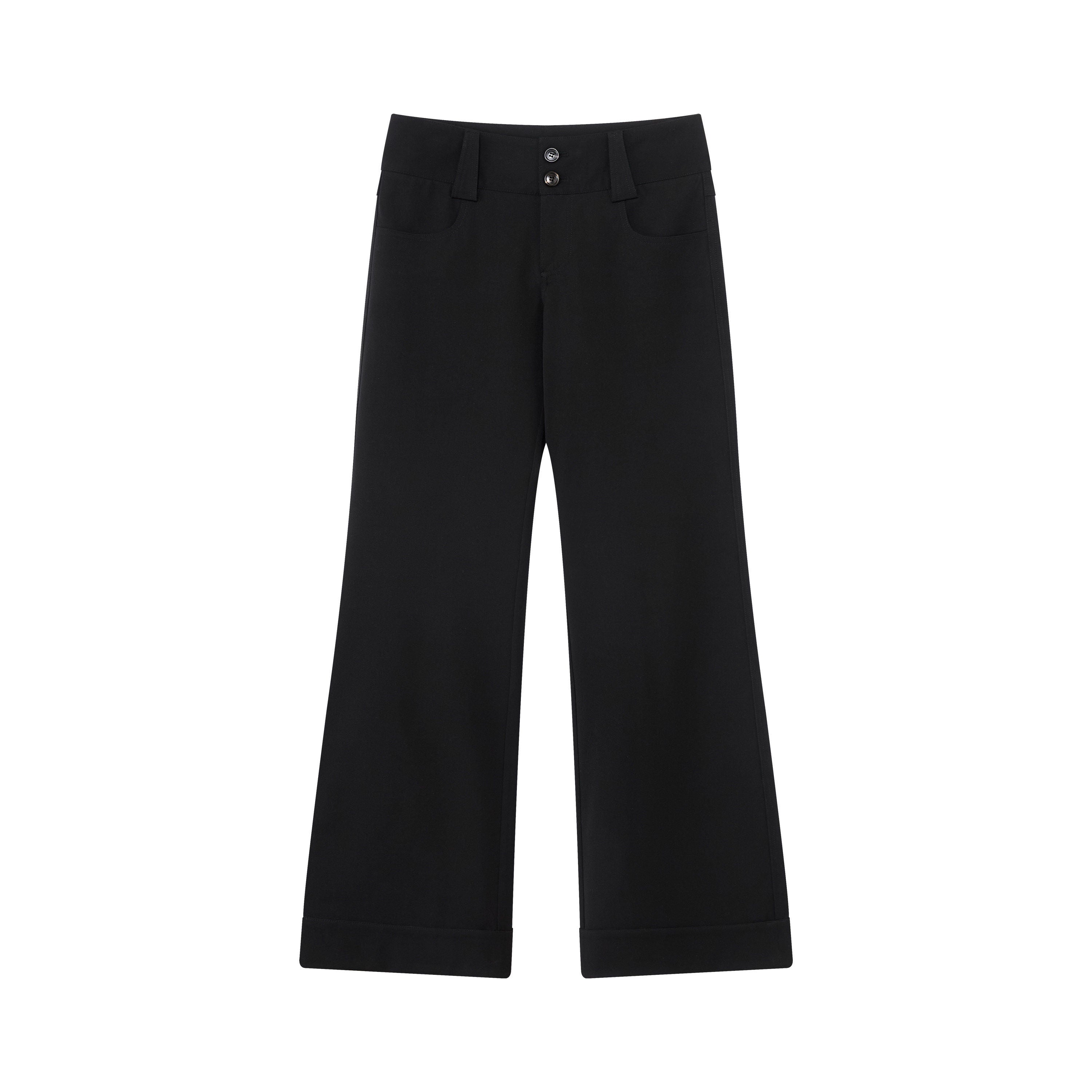 RUN TO THE FUTURE Minimalist Straight Low Waist Zipper Black White Stretch Wide-Leg Pants