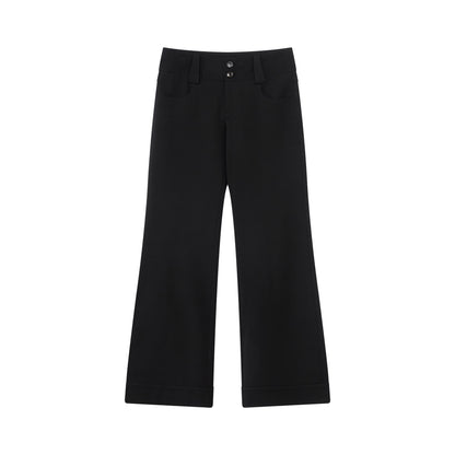 RUN TO THE FUTURE Minimalist Straight Low Waist Zipper Black White Stretch Wide-Leg Pants