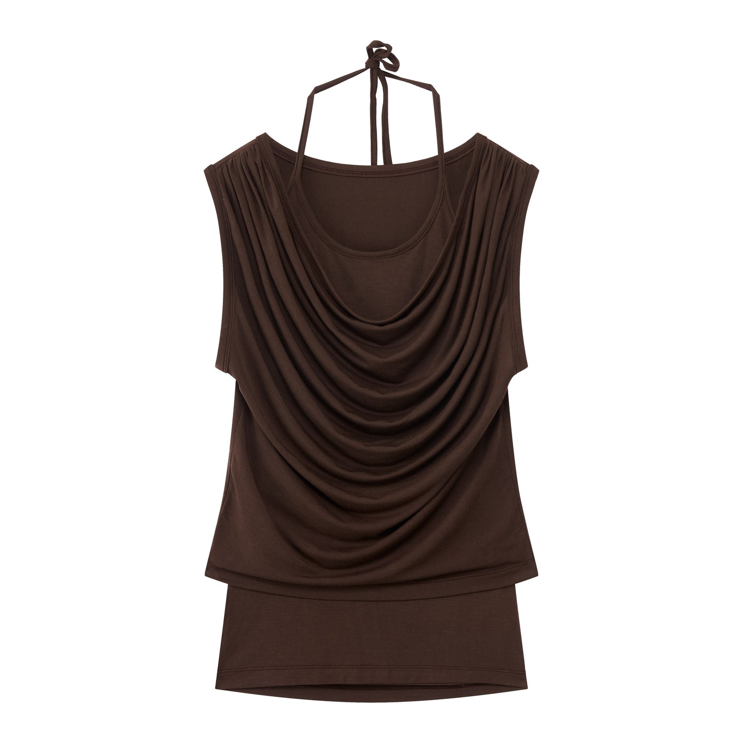 RUN TO THE FUTURE Modal Stretch Slim Fit Minimalist Scoop Neck Women Brown Short Sleeve T-Shirts