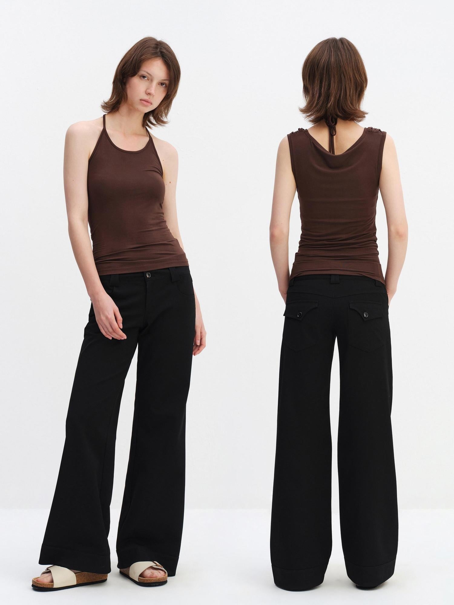 RUN TO THE FUTURE Modal Stretch Slim Fit Minimalist Scoop Neck Women Brown Short Sleeve T-Shirts