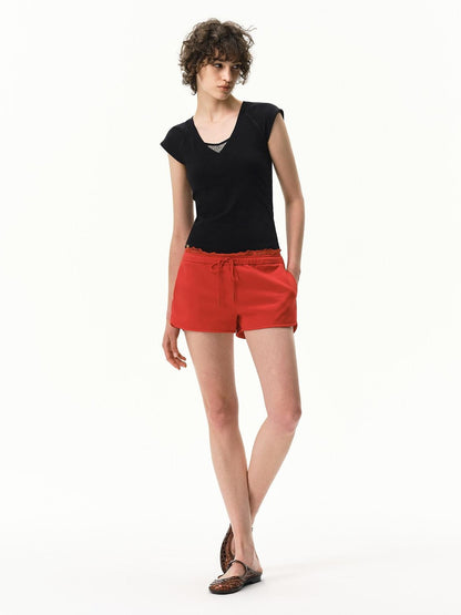 RUN TO THE FUTURE Navy Lace Waist Low Rise Relaxed Straight Women&