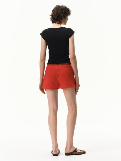 RUN TO THE FUTURE Navy Lace Waist Low Rise Relaxed Straight Women&