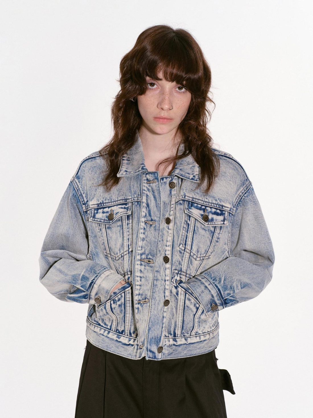 RUN TO THE FUTURE Original Loose Fit Distressed Unisex Cotton Blue Gray Denim Jackets
