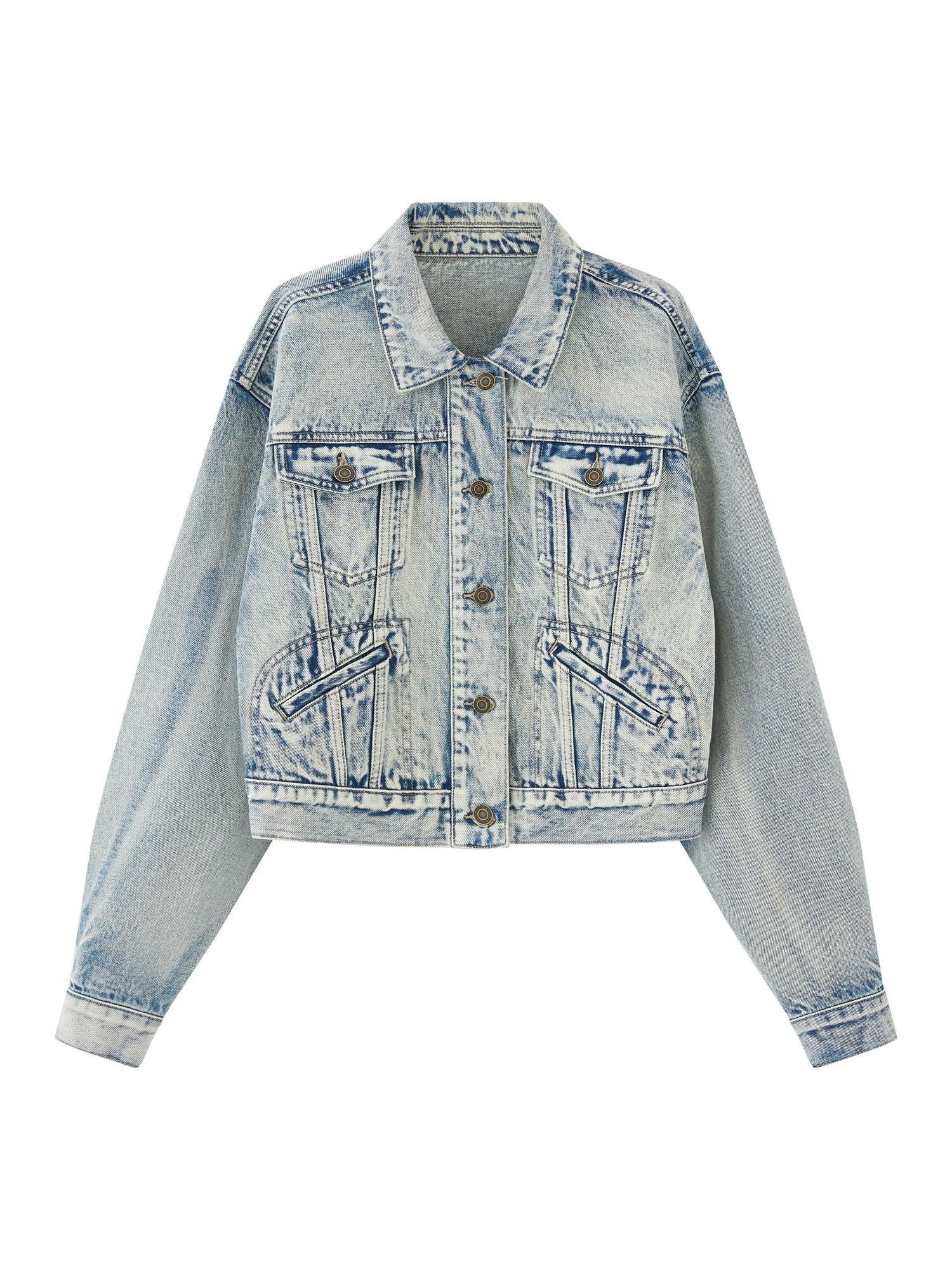 RUN TO THE FUTURE Original Loose Fit Distressed Unisex Cotton Blue Gray Denim Jackets