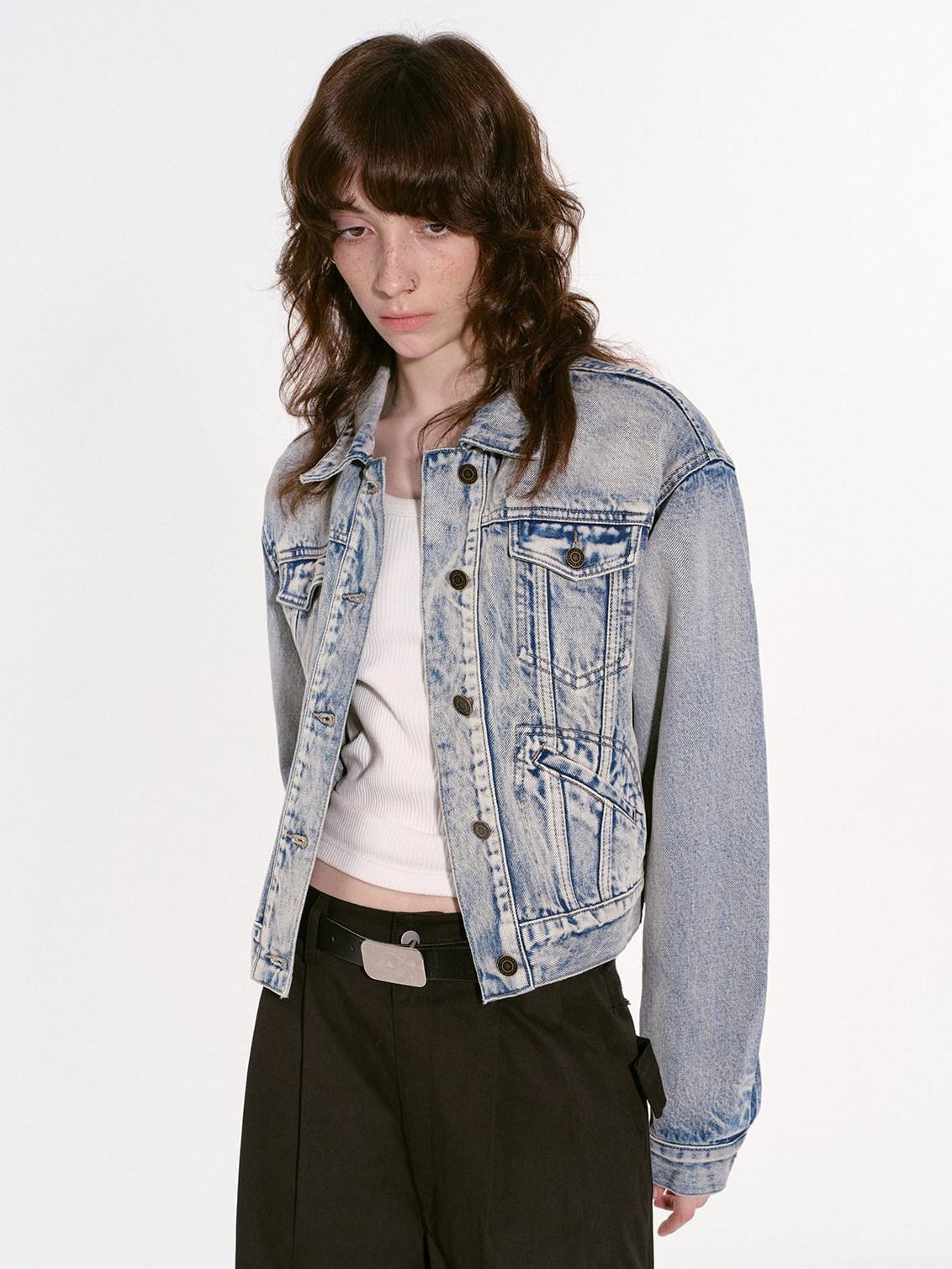 RUN TO THE FUTURE Original Loose Fit Distressed Unisex Cotton Blue Gray Denim Jackets