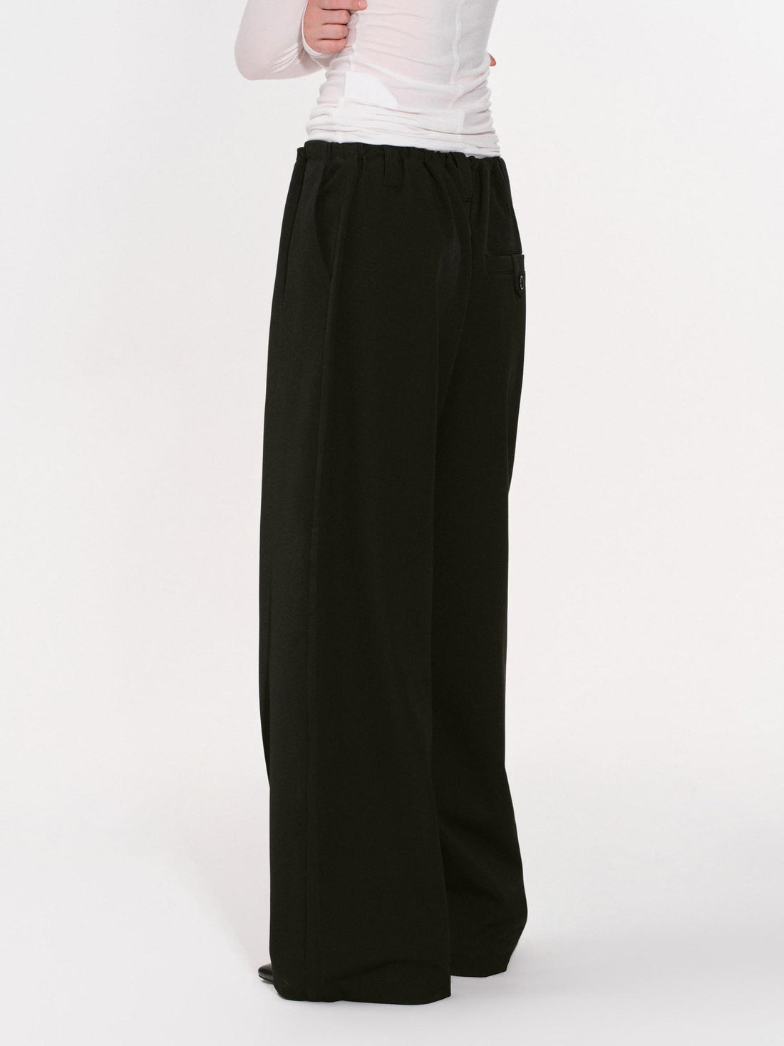 RUN TO THE FUTURE Original Minimal Low Rise Classic Black Stretch Wide-Leg Pants