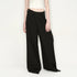 RUN TO THE FUTURE Original Minimal Low Rise Pocket Black Stretch Rayon Blend Women Wide-Leg Pants