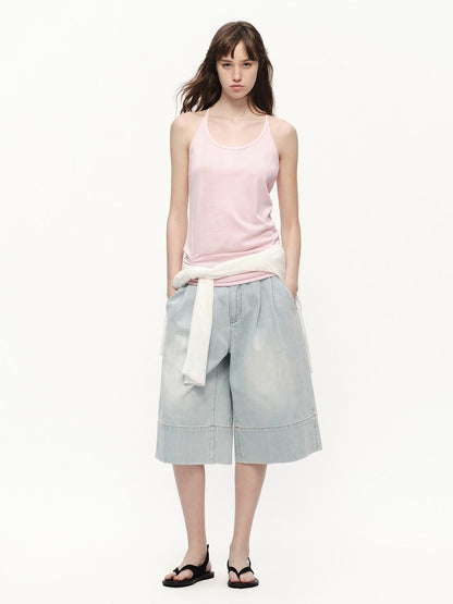 RUN TO THE FUTURE Pink Shirred U Neck Backless Slim Long Women&