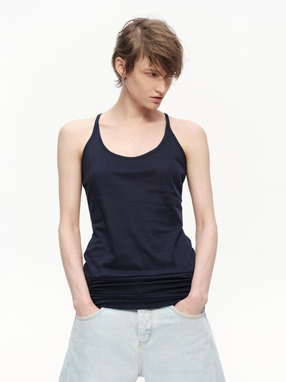 RUN TO THE FUTURE Pink Shirred U Neck Backless Slim Long Women&