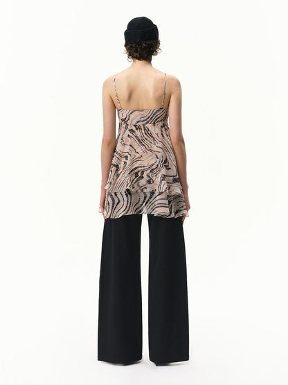 RUN TO THE FUTURE Pink Zebra Print Irregular V-neck Aline Women&