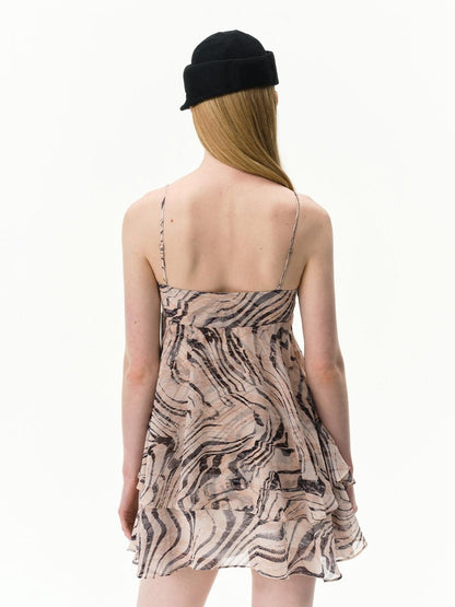 RUN TO THE FUTURE Pink Zebra Print Irregular V-neck Aline Women&