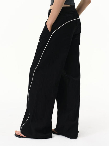 RUN TO THE FUTURE Pinstripe Double Waistband Elastic Mid Rise Women&