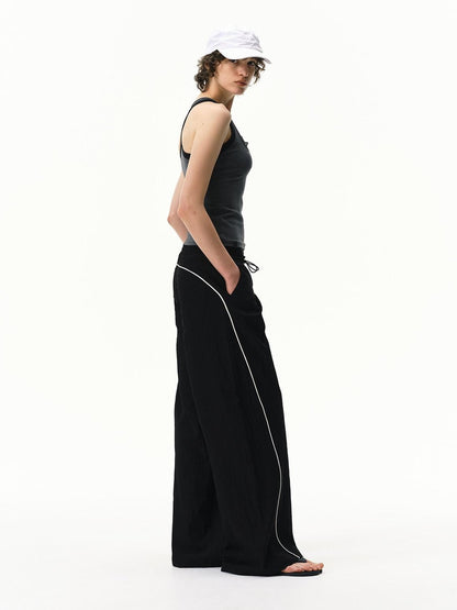 RUN TO THE FUTURE Pinstripe Double Waistband Elastic Mid Rise Women&
