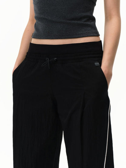RUN TO THE FUTURE Pinstripe Double Waistband Elastic Mid Rise Women&