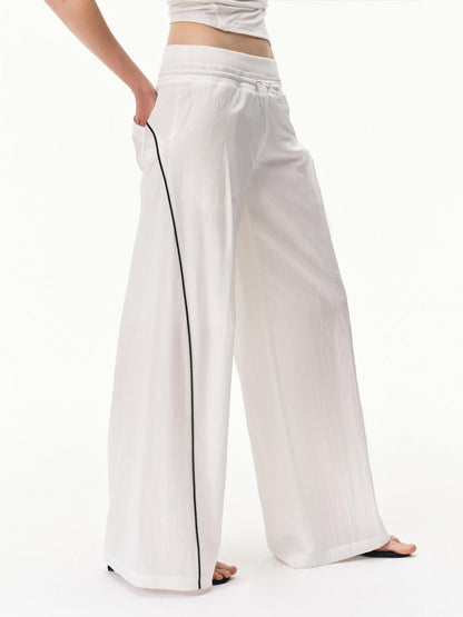 RUN TO THE FUTURE Pinstripe Double Waistband Elastic Mid Rise Women&
