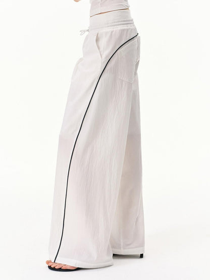RUN TO THE FUTURE Pinstripe Double Waistband Elastic Mid Rise Women&