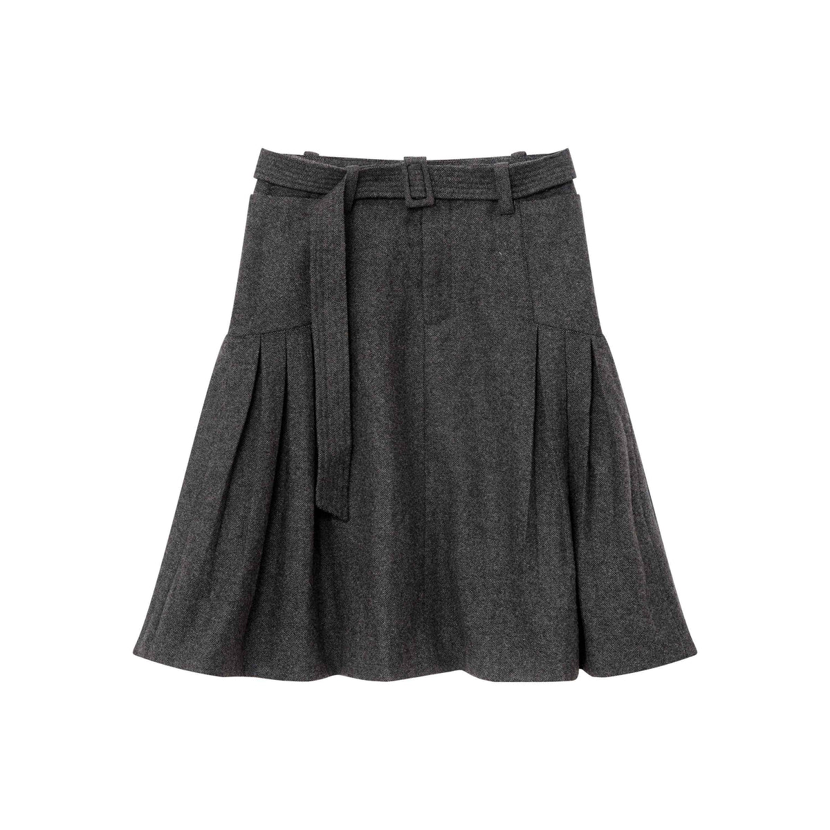 RUN_TO_THE_FUTURE_Pleated_Wool_Belted_A_Line_Women&