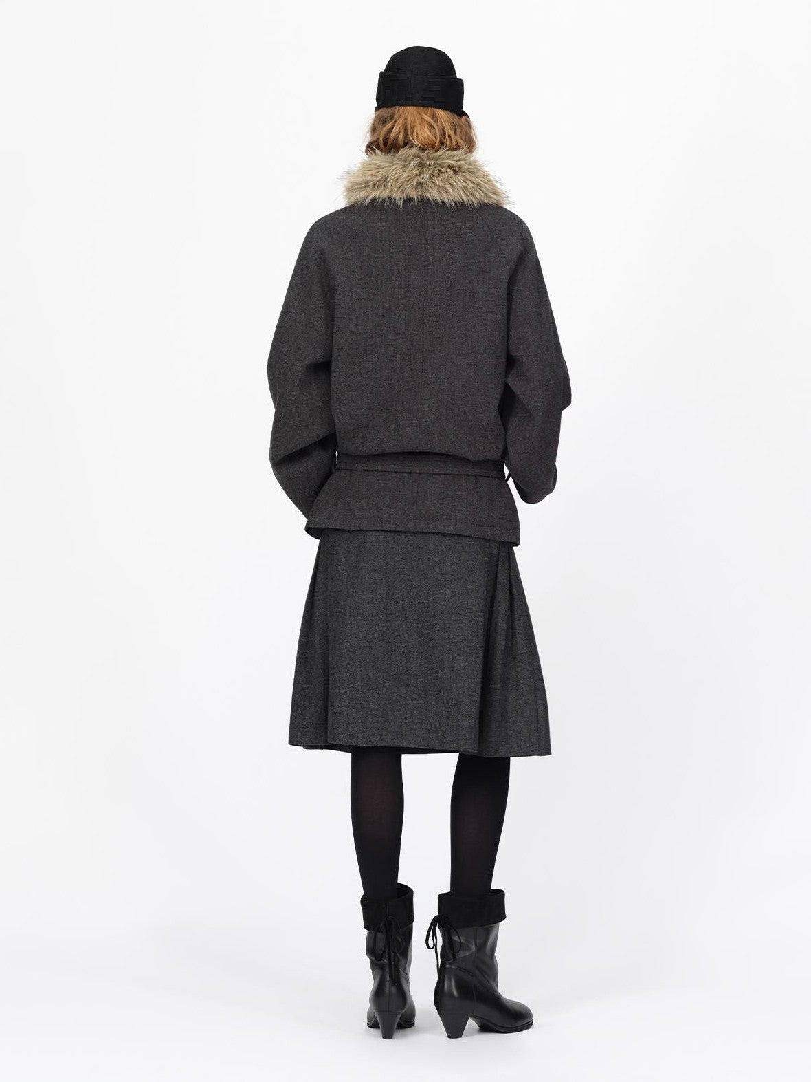 RUN TO THE FUTURE Pleated Wool Belted A Line Women&