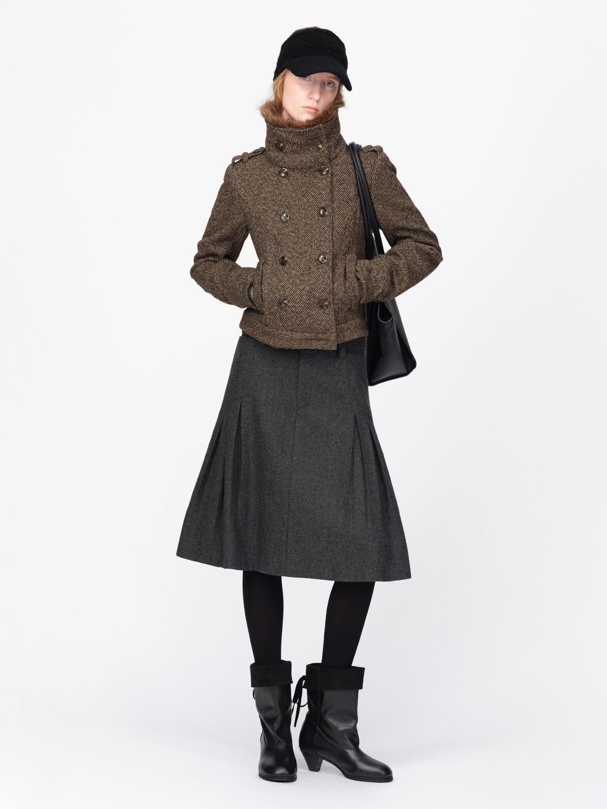 RUN TO THE FUTURE Pleated Wool Belted A Line Women&
