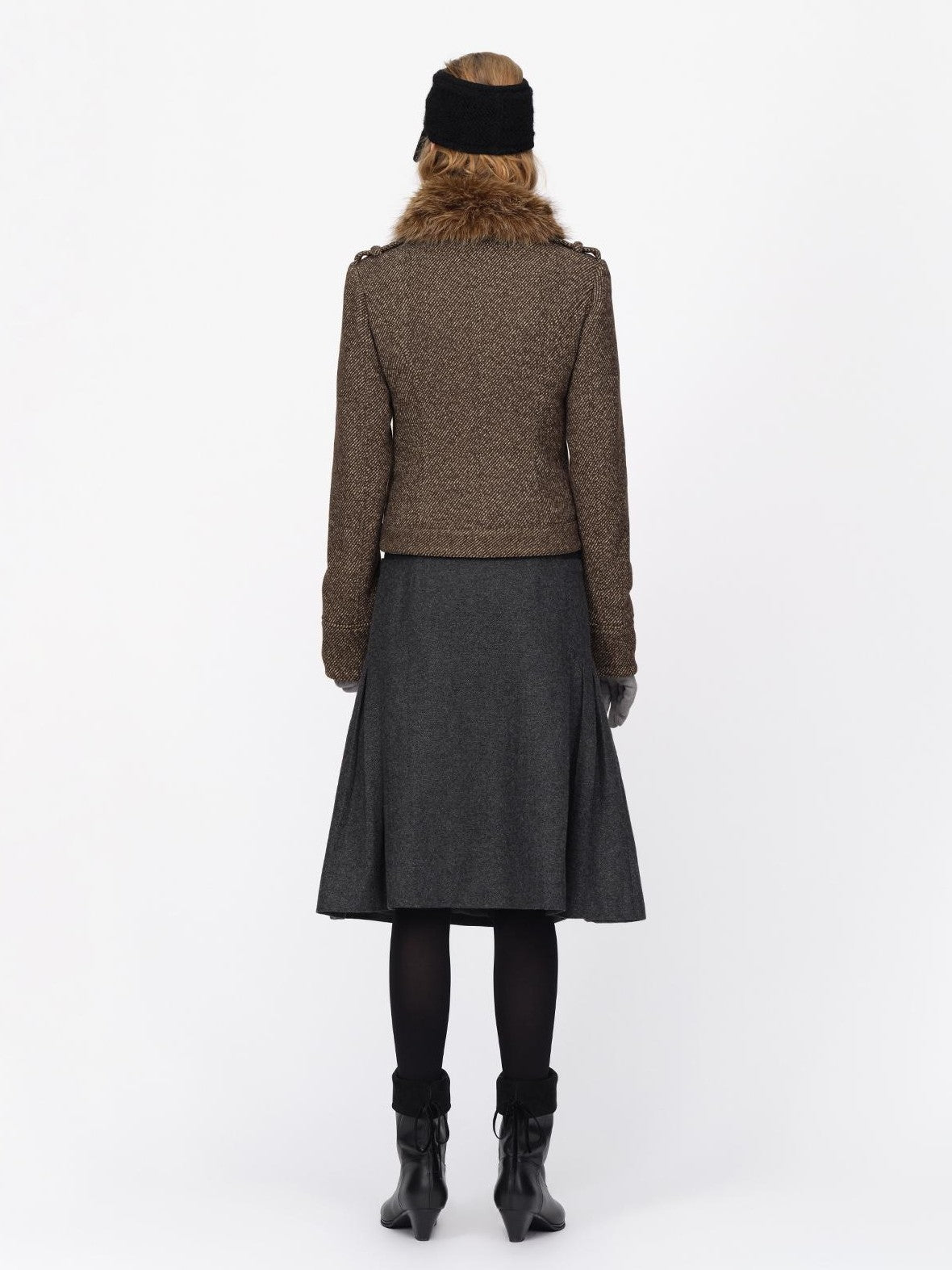 RUN TO THE FUTURE Pleated Wool Belted A Line Women&