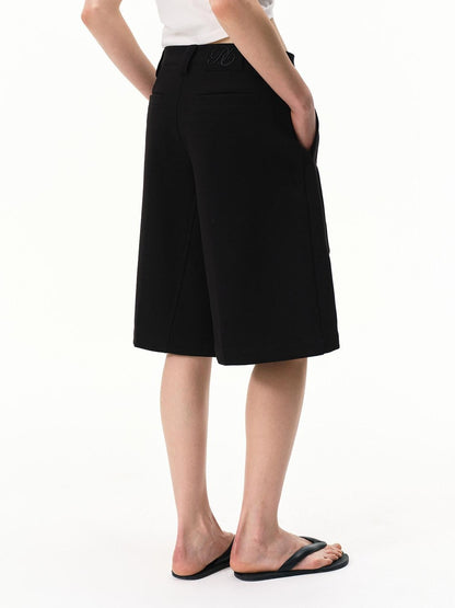 RUN TO THE FUTURE Pressed Pleats Boxy Mid Rise Straight Solid Women&
