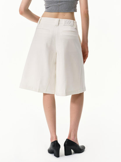 RUN TO THE FUTURE Pressed Pleats Boxy Mid Rise Straight Solid Women&