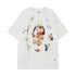 RUN TO THE FUTURE Pure Cotton Casual Loose Button Lace Print Women Short Sleeve T-Shirts