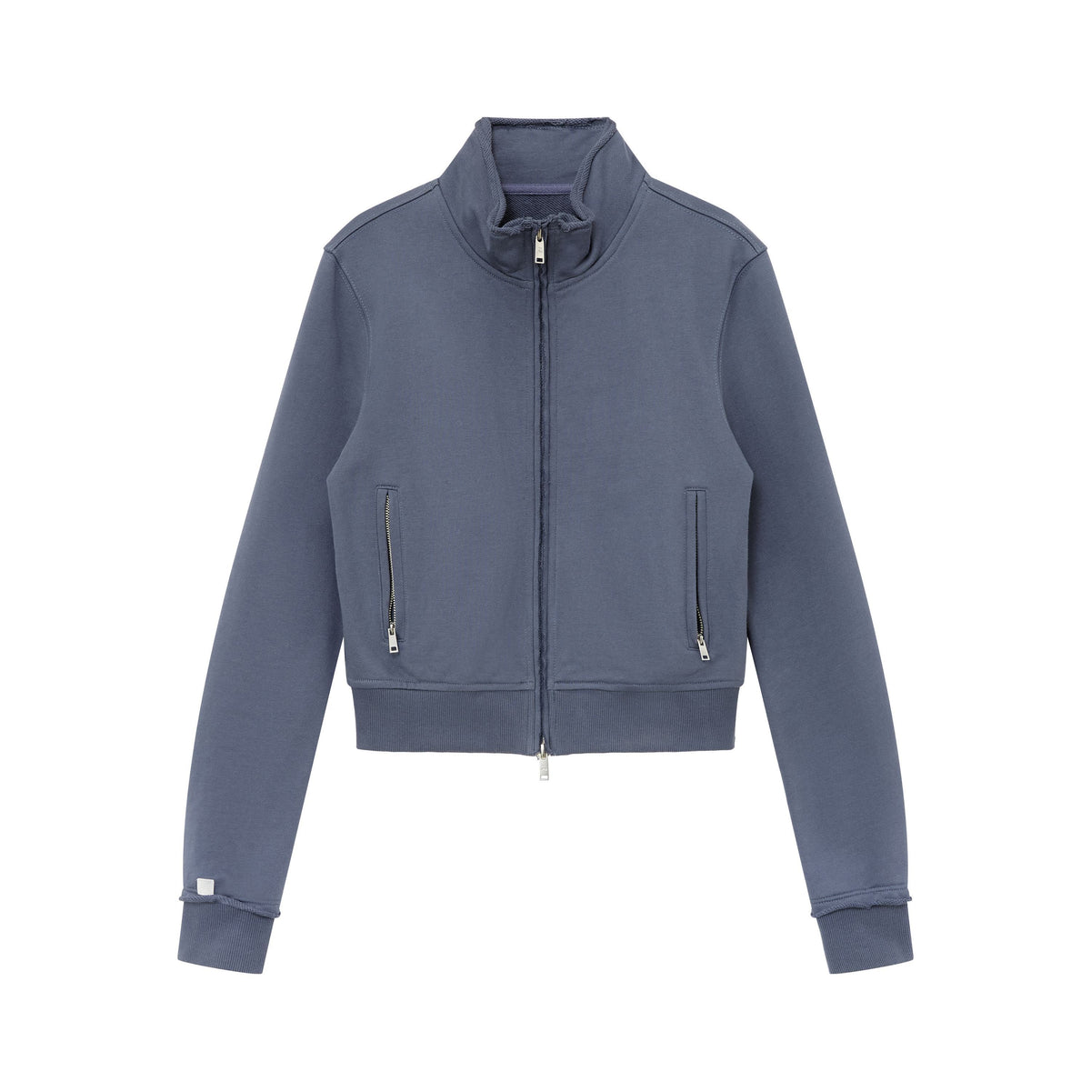 RUN_TO_THE_FUTURE_Raw_Edge_Loose_Fit_Zip_Up_Stand_Collar_Cotton_Women&