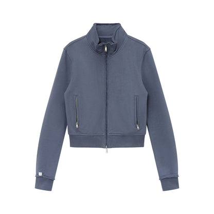 RUN_TO_THE_FUTURE_Raw_Edge_Loose_Fit_Zip_Up_Stand_Collar_Cotton_Women&