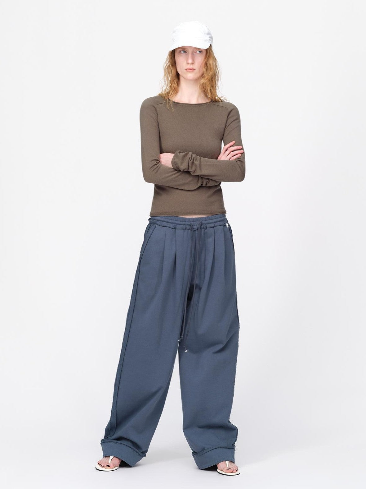 RUN TO THE FUTURE Raw Edge Loose Fit Zip Up Stand Collar Cotton Women&