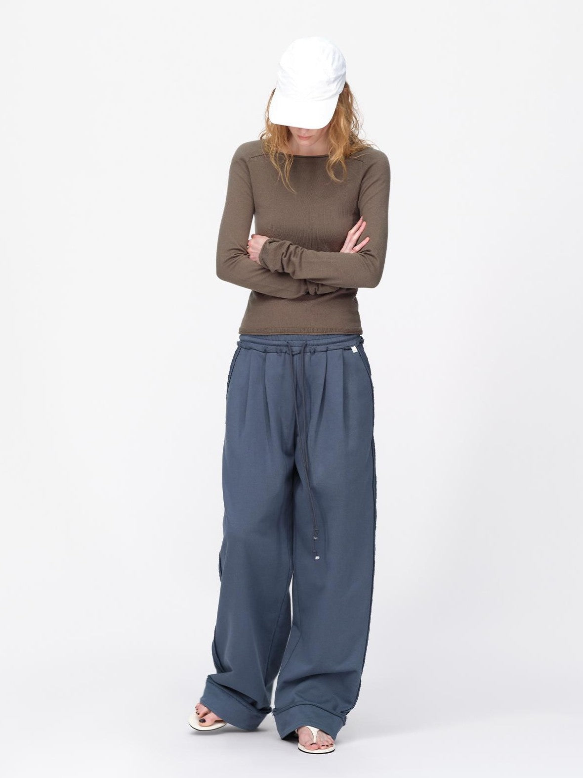 RUN TO THE FUTURE Raw Edge Loose Fit Zip Up Stand Collar Cotton Women&