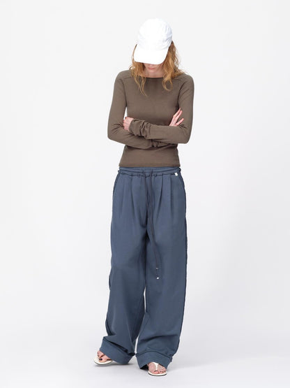RUN TO THE FUTURE Raw Edge Loose Fit Zip Up Stand Collar Cotton Women&