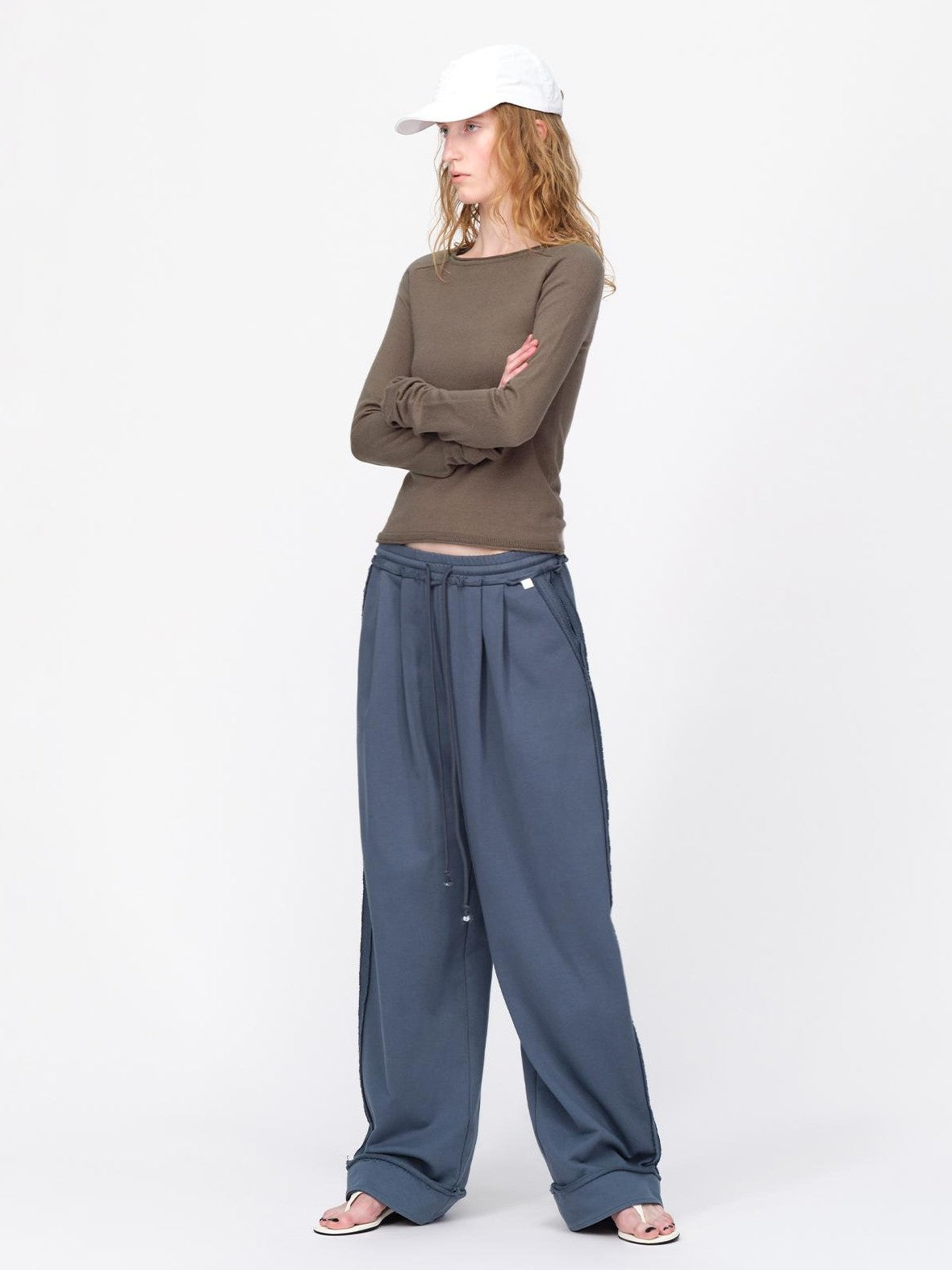 RUN TO THE FUTURE Raw Edge Loose Fit Zip Up Stand Collar Cotton Women&