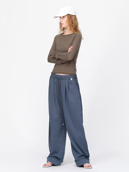 RUN TO THE FUTURE Raw Edge Loose Fit Zip Up Stand Collar Cotton Women&