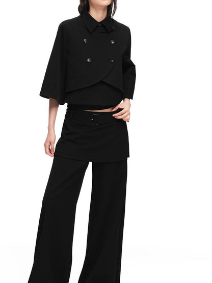 RUN TO THE FUTURE Retro Modern Double Breasted Cape Two Piece Women&