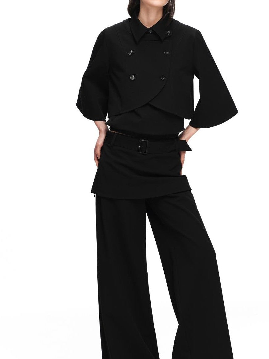 RUN TO THE FUTURE Retro Modern Double Breasted Cape Two Piece Women&