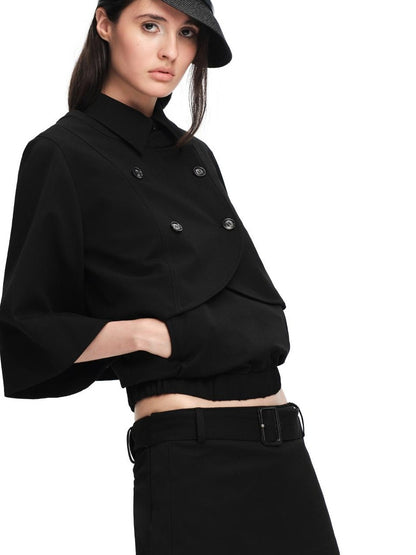 RUN TO THE FUTURE Retro Modern Double Breasted Cape Two Piece Women&