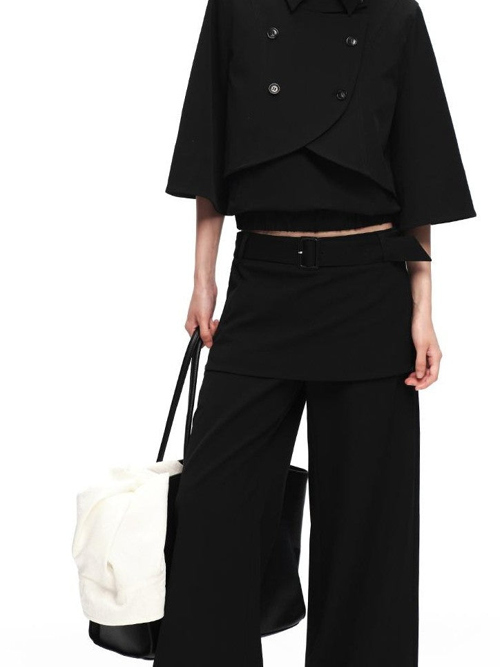 RUN TO THE FUTURE Retro Modern Double Breasted Cape Two Piece Women&