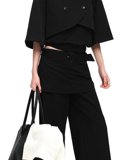 RUN TO THE FUTURE Retro Modern Double Breasted Cape Two Piece Women&