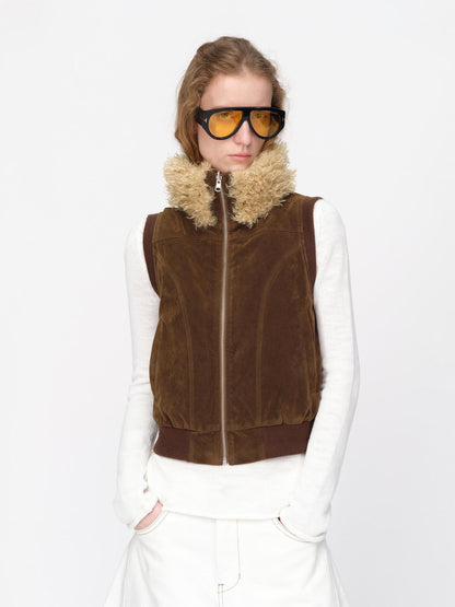 RUN TO THE FUTURE Reversible Teddy Fleece Zip Up Stand Collar Women&