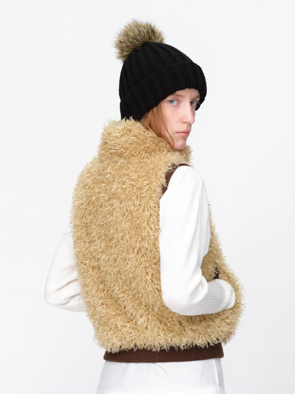 RUN TO THE FUTURE Reversible Teddy Fleece Zip Up Stand Collar Women&