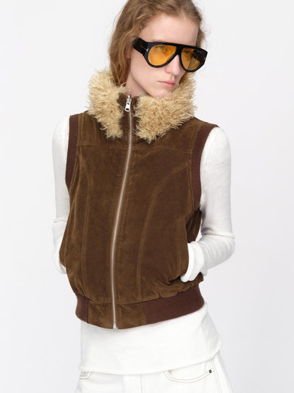 RUN TO THE FUTURE Reversible Teddy Fleece Zip Up Stand Collar Women&
