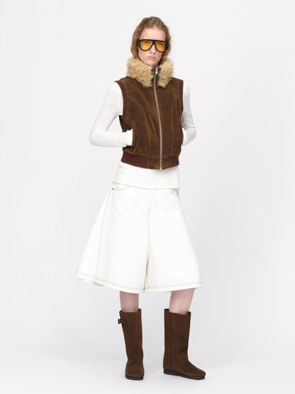 RUN TO THE FUTURE Reversible Teddy Fleece Zip Up Stand Collar Women&