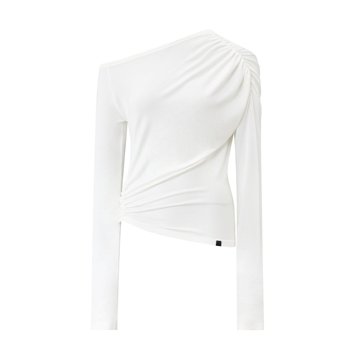 RUN_TO_THE_FUTURE_Ruched_Asymmetric_Off_Shoulder_Lyocell_Wool_Women&