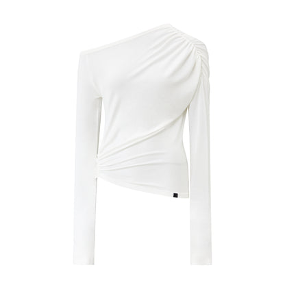RUN_TO_THE_FUTURE_Ruched_Asymmetric_Off_Shoulder_Lyocell_Wool_Women&