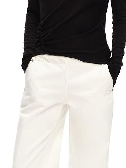 RUN TO THE FUTURE Ruched Asymmetric Off Shoulder Lyocell Wool Women&