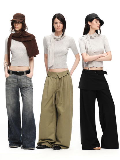 RUN TO THE FUTURE Scarf Neck High Neck Cropped Slim Women&