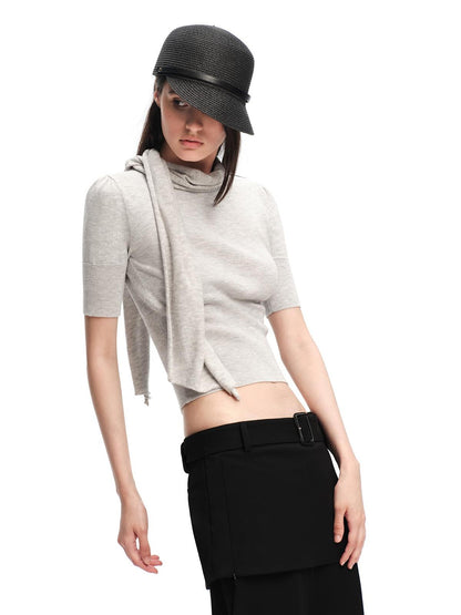 RUN TO THE FUTURE Scarf Neck High Neck Cropped Slim Women&