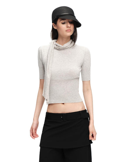 RUN TO THE FUTURE Scarf Neck High Neck Cropped Slim Women&